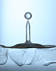 Water drop in ice water